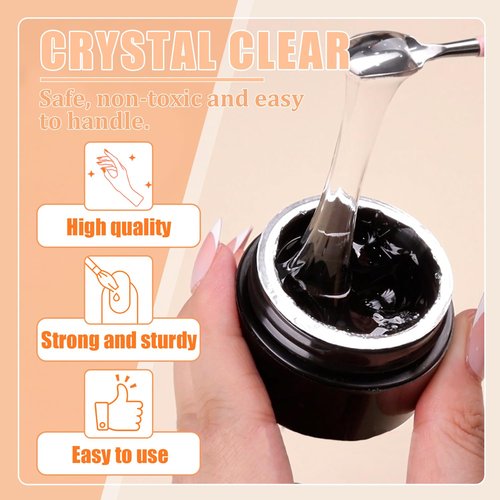 HiLemon 3D Rhinestone Gel for Nails, Clear Nail Gem Adhesive for 3D DIY Decorations Nails Art, Super Strong Glue for Jewelry Diamonds, No Wipe Needed (3D Rhinestone Gel, 15ml)