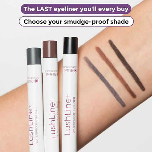 Rumi Cosmetiques LushLine+ Waterproof Eyeliner Pencil - Smudge Proof & Long-Lasting for Sensitive Eyes | Natural Brown