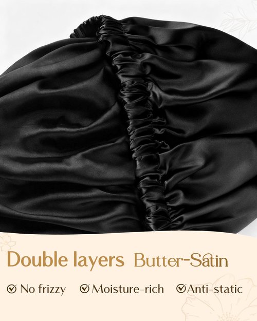 YANIBEST Adjustable Satin Bonnet Double Layer Hair Bonnet for Sleeping Bonnets for Women Hats Curly Natural Hair, Brown