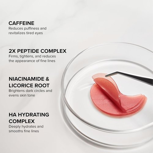 DRMTLGY Brightening Eye Masks - Biodegradable Hydrogel Patches with Caffeine & Peptides - 60 Count for Depuffing & Hydration