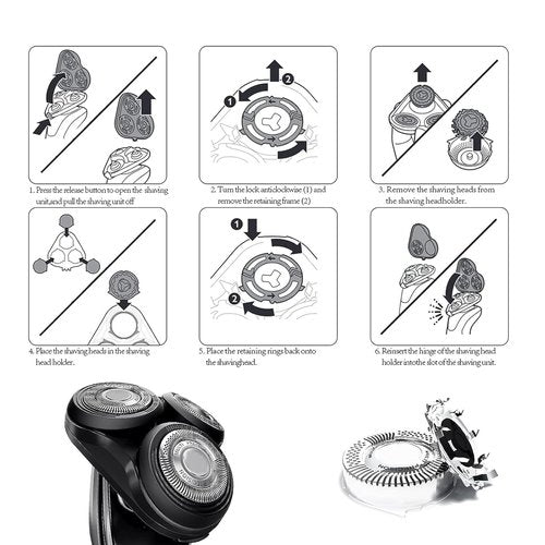 Philips Norelco SH50/52 Replacement Heads - Compatible with Series 5000 Electric Shavers | 6-Pack