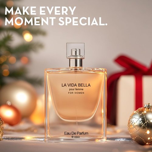 La Vida Bella Perfume by A CENTER - 3.4oz Eau de Parfum Spray | Floral & Sweet Fragrance with Iris, Patchouli, Vanilla & Spun Sugar