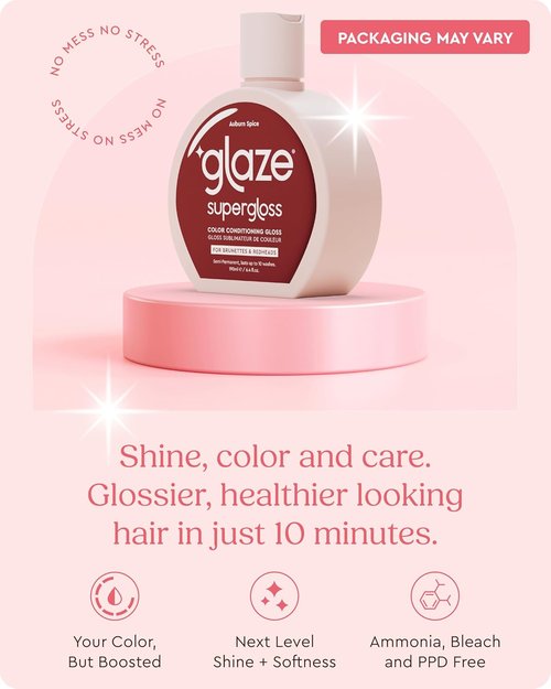 Glaze Color Conditioning Gloss - Tinted Moisturizer for Brown & Red Hair | Boosts Color & Shine - Auburn Spice, 6.4 oz