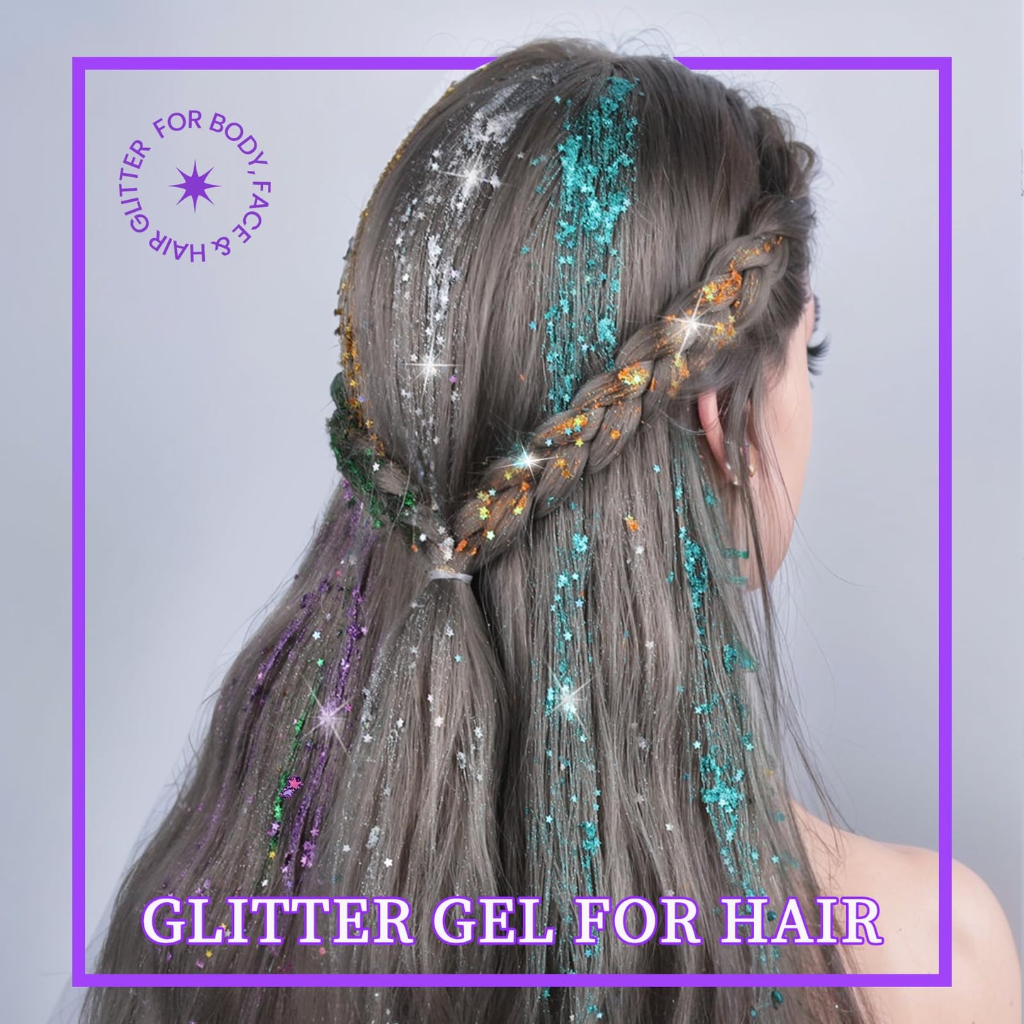 Teenitor Face Glitter Gel Set, No Glue Body Glitter, Festival Makeup Glitter for Face, Body, Hair, Total 120g/4.23oz, 12 Color