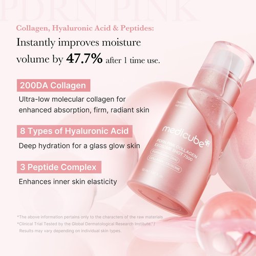 medicube Exosome Shot PDRN Pink Collagen 7,500 PPM Spicule Facial Serum | Liquid Skin Booster | Exosome, Salmon DNA Spicules | Uneven Skin Tone, Pore Care, Skin Texture | Korean Skincare, 1.01 fl.oz