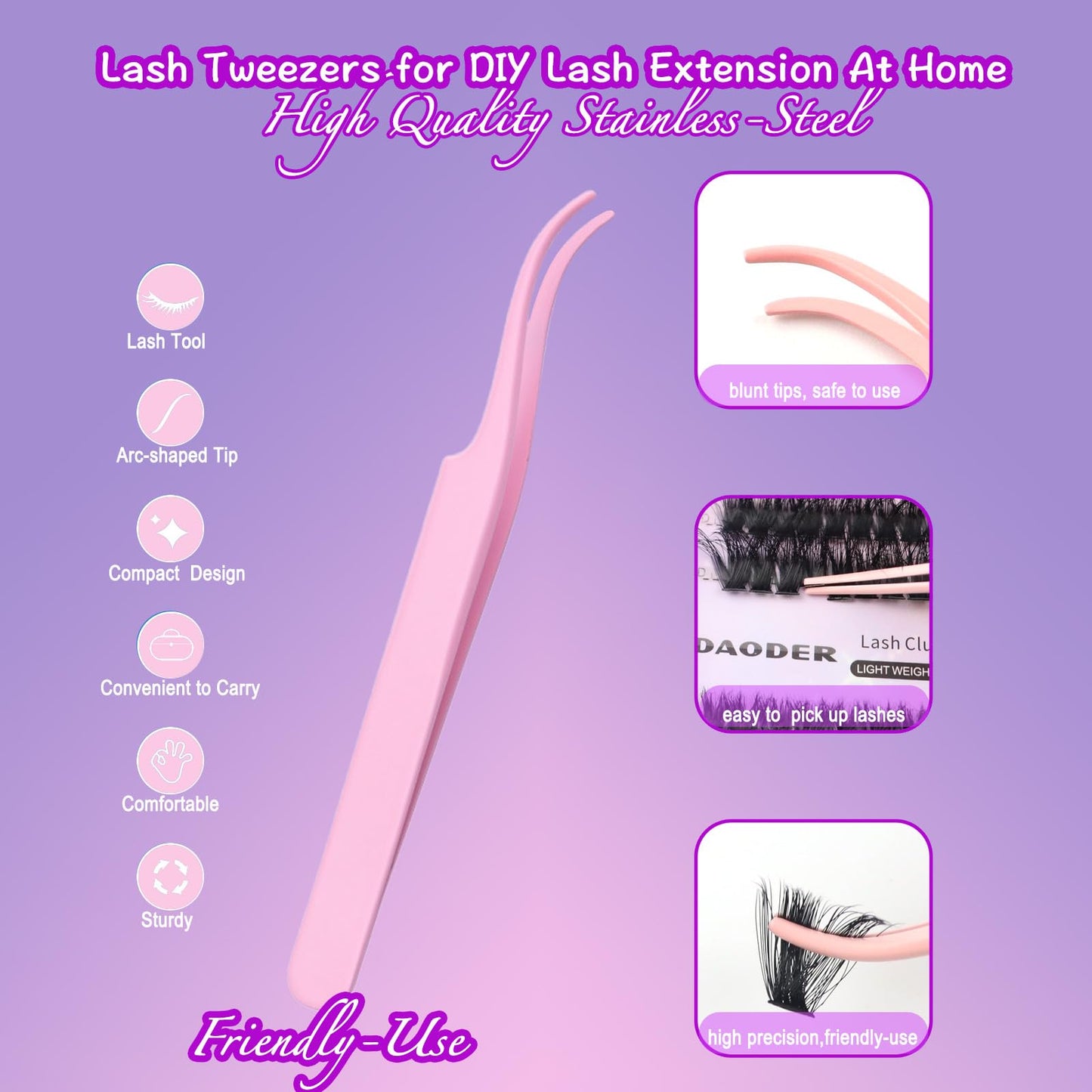 DAODER Eyelash Extension Kit - 640pcs Fluffy Lash Clusters Kit 40D+60D+80D+100D Multi Style Thick Lash Extension Dramatic With Bond Seal and Revmover Waterproof 9-16mm(40D+60D+80D+100D Kit 640pcs)