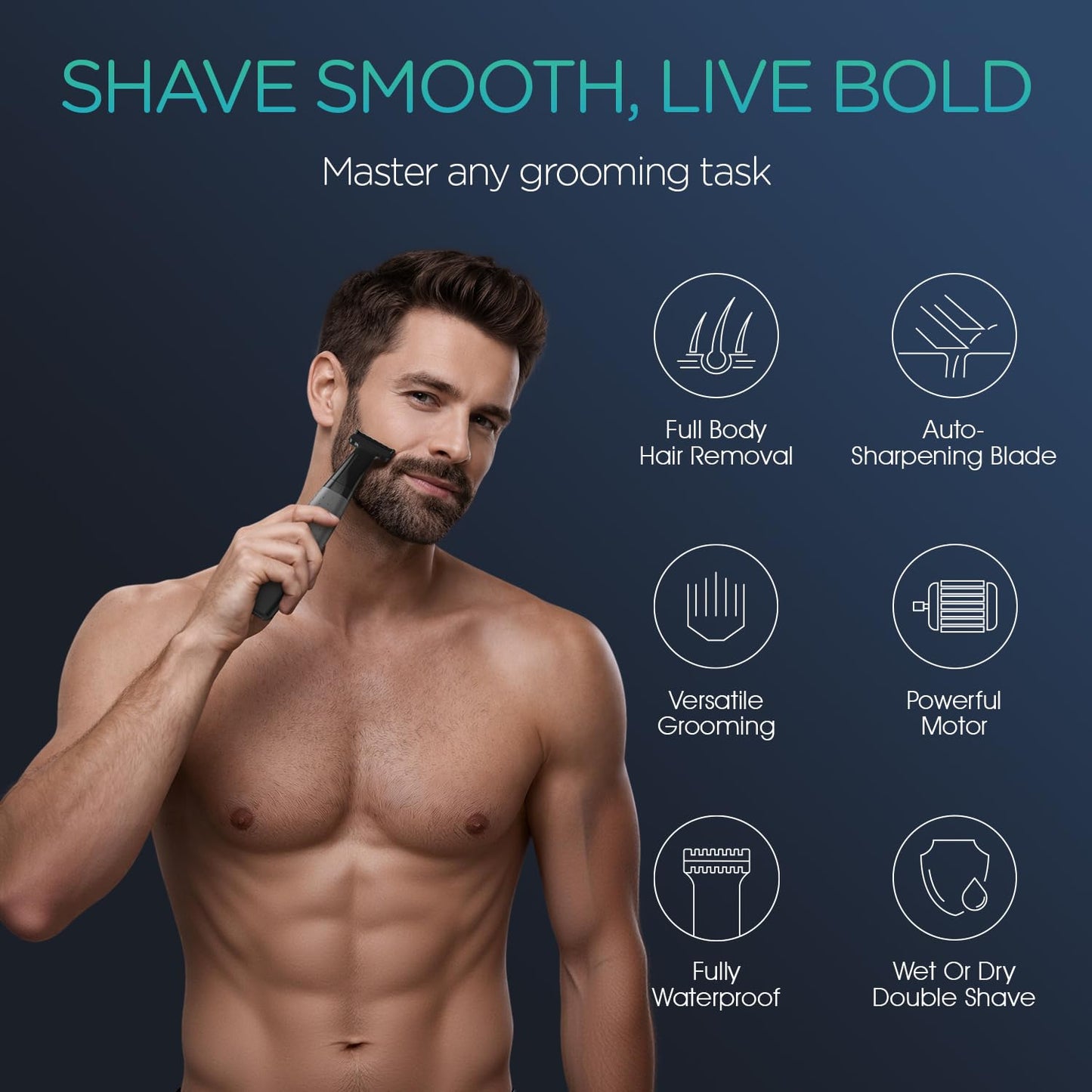 VOYOR Beard Trimmer for Men - All-in-One Electric Razor & Grooming Kit | Rechargeable, Cordless, Grey