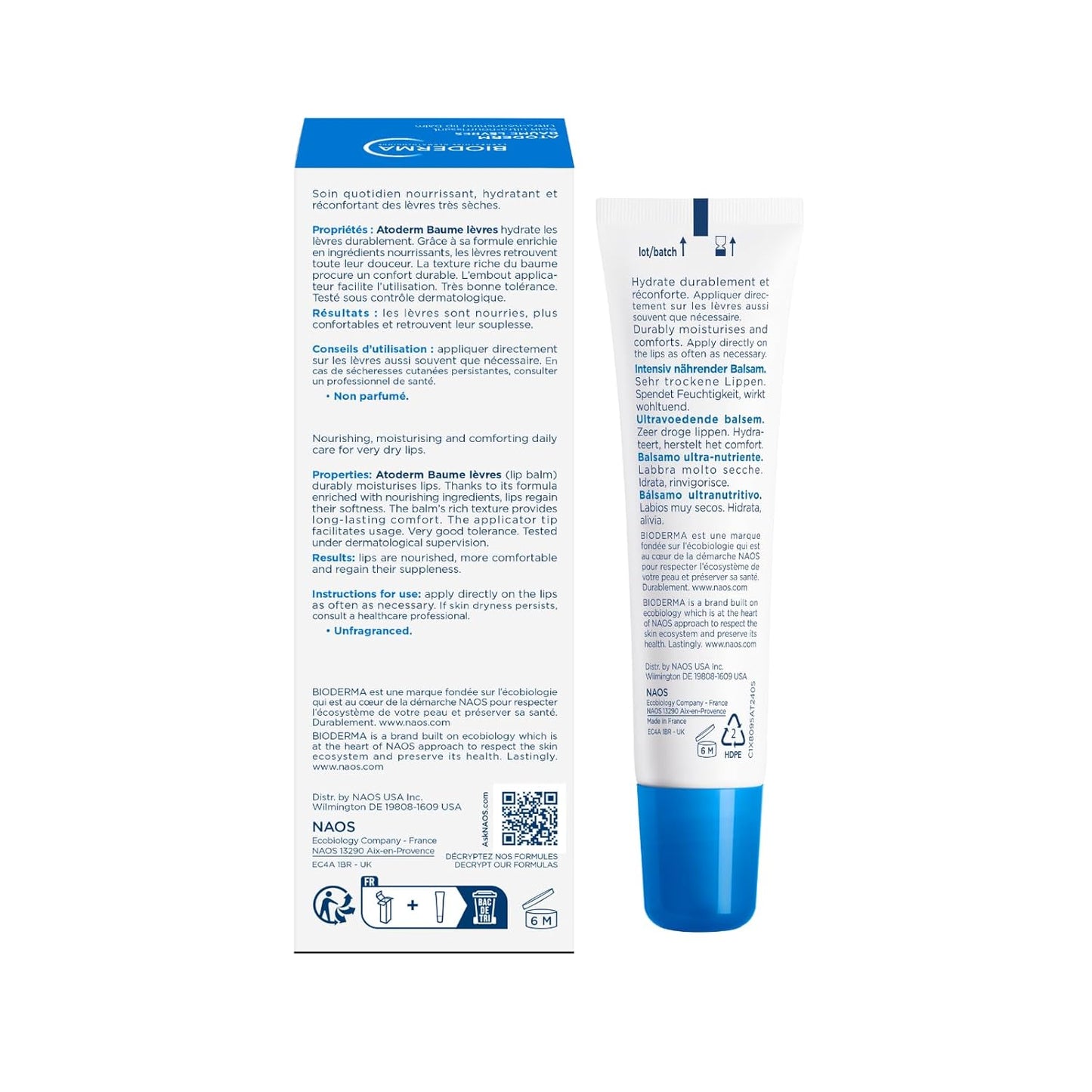 Bioderma Atoderm Lip Balm - Nourishing Moisturizer for Dry, Chapped Lips | 15ml