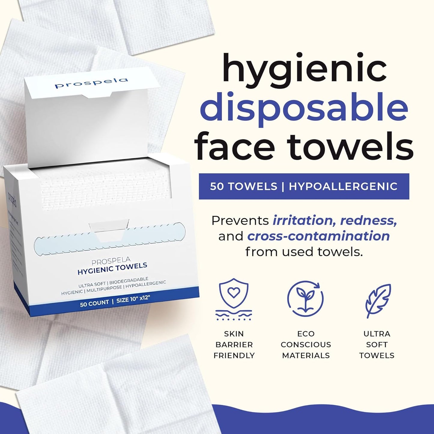 XL Disposable Face Towels by [Brand Name] - 100% Biodegradable Dry Wipes for Sensitive Skin | Extra Large, Ultra-Soft for Makeup Removal & Travel (50 Count)