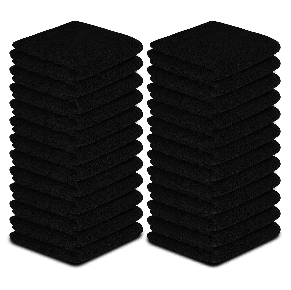 Softolle 100% Cotton Ring Spun Wash Cloths – Bulk Pack of Washcloths – 12x12 Inches – Wash Cloth for Face, Highly Absorbent, Soft and Face Towels (Black, 24 Pack)