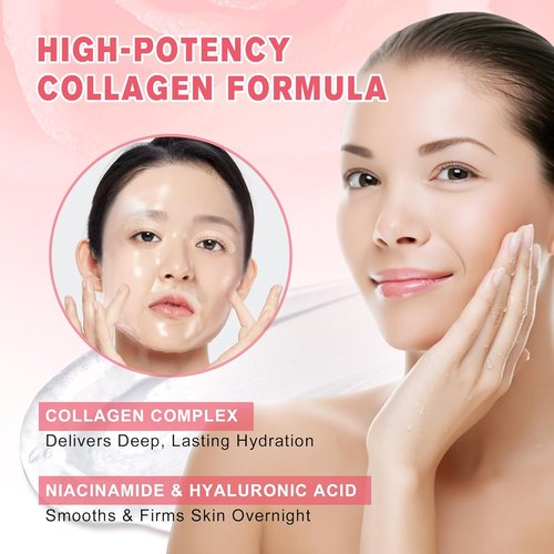 Regine Switzerland Collagen Night Wrapping Mask - Hydrolyzed Peel-Off Facial Mask for Tightening & Hydration (Pink)