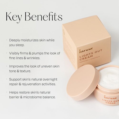 Karuna Lights Out Cream - Anti-Wrinkle Night Moisturizer with Magnolia, Peptides & Hyaluronic Acid | 50 ml