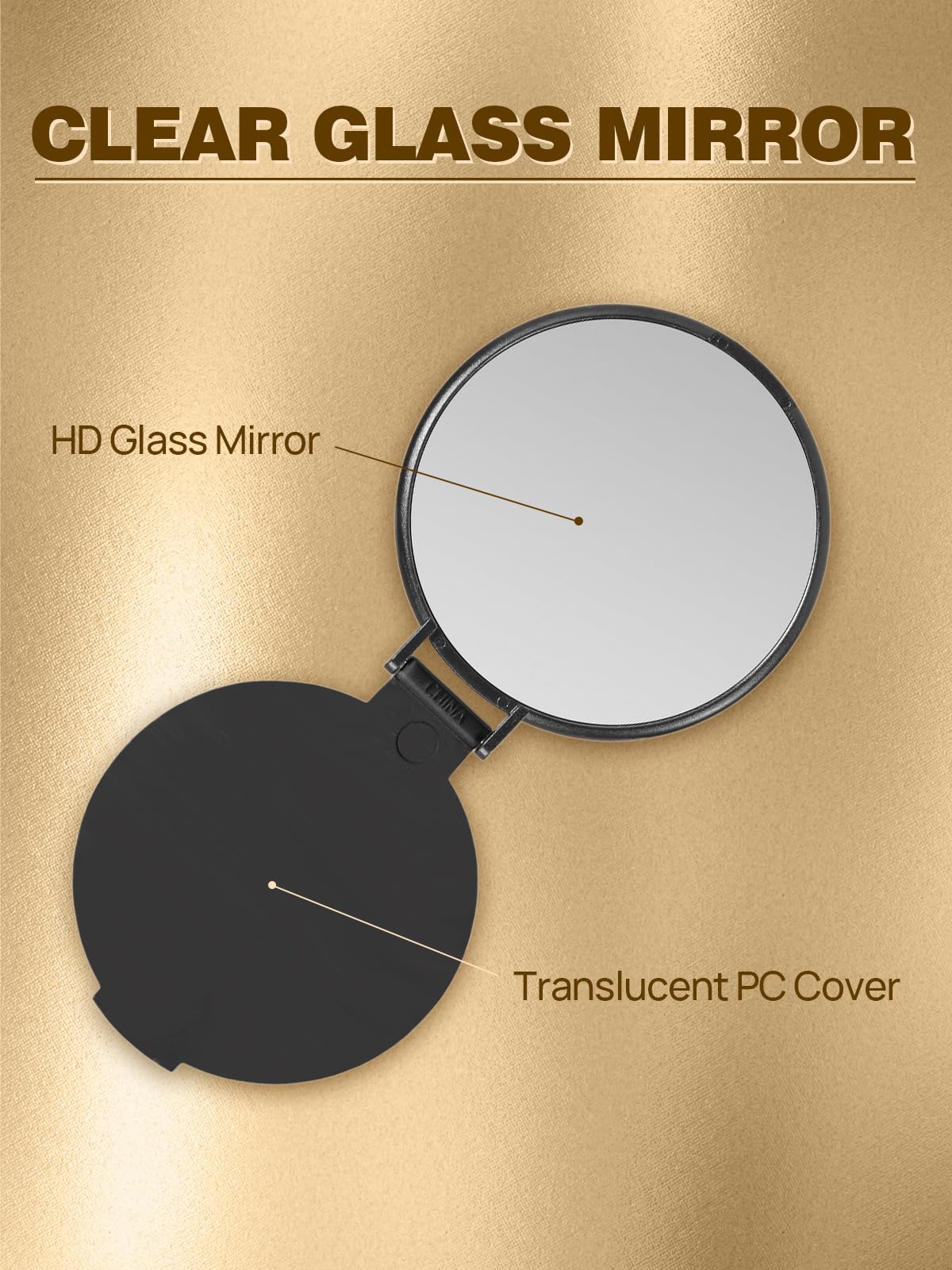 Qislee Compact Mirror Bulk, Round Makeup Mirror for Purse, Set of 36 (Black)