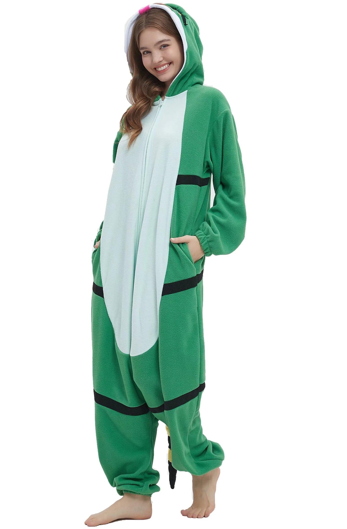 DarkCom Unisex Adult Cosplay Green Lizard Onesie Halloween Costume Christmas Pajamas for Women Men Medium