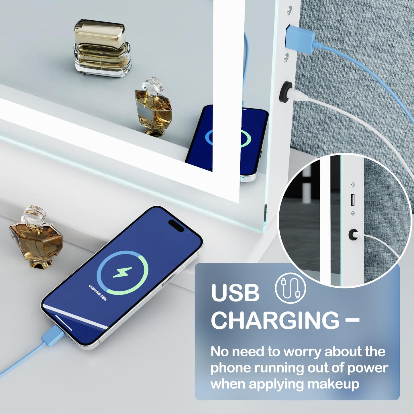 Gvnkvn Makeup Vanity Mirror with USB Charging Port 28" x 22" Large LED Makeup Mirror, Desk Mirorr with Lights, Light up Mirror with 10X Magnification and, Dimmable 3 Modes, Touch Gold