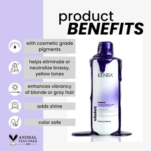Kenra Violet Shampoo - Eliminates Brassy Tones & Neutralizes Yellow | Moisturizes Processed Hair