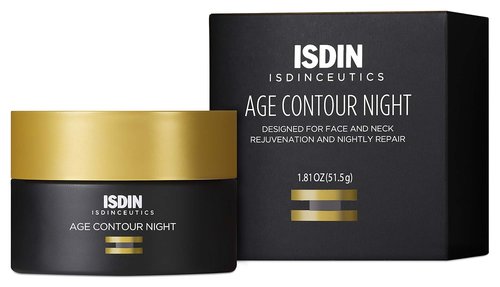 ISDIN Age Contour Night Cream - Revitalizing Face & Neck Treatment with Melatonin & Peptides | 1.8 Oz