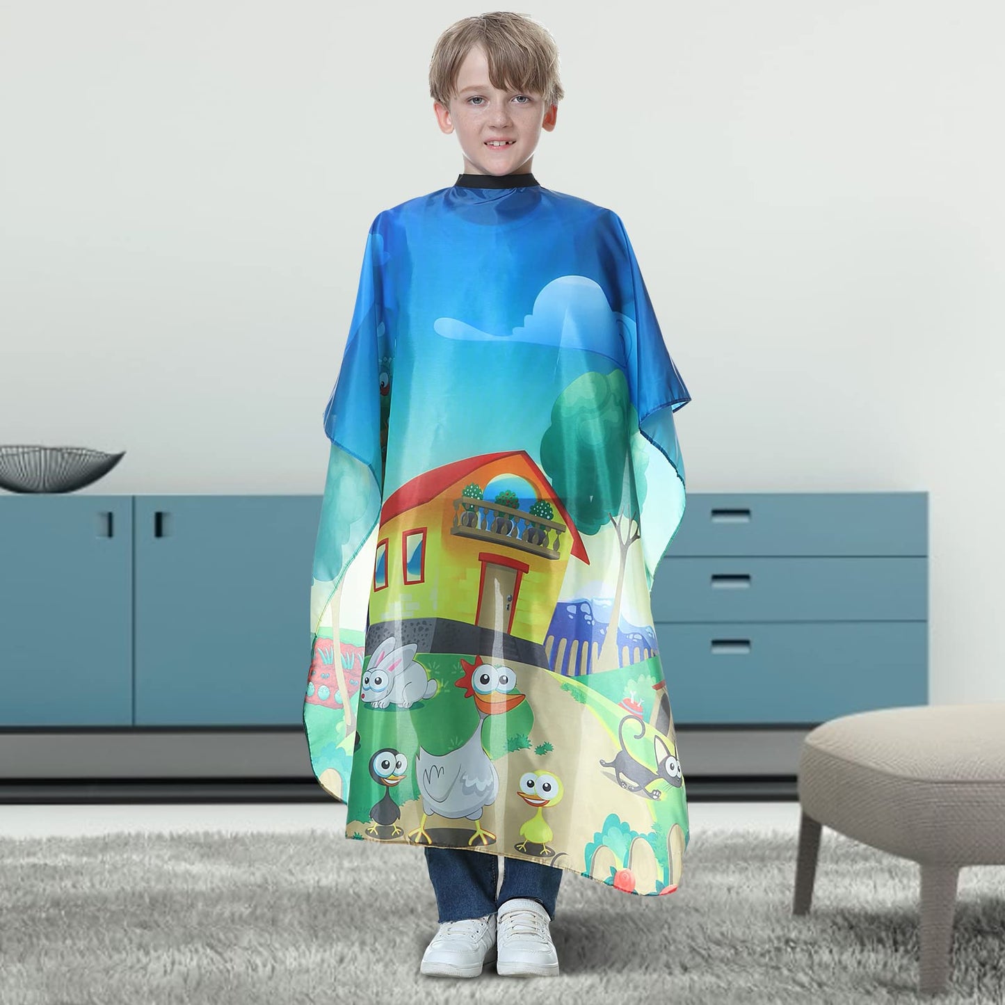 TILYIALA Kids Hair Cutting Cape,Kids Barber Cape Salon Capes for Hair Stylist Haircut Hairdresser Cape Barber Supplies (Cartoon Animals)