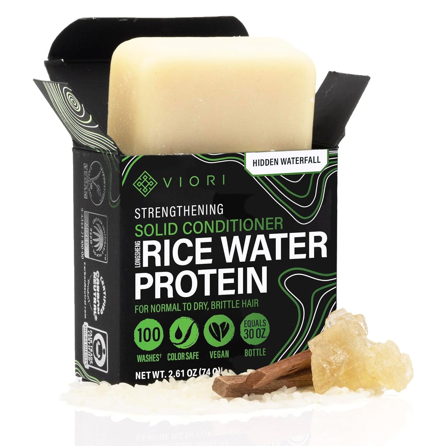 Viori Hidden Waterfall Conditioner Bar - All-Natural Organic Formula with Rice Water | Eco-Friendly