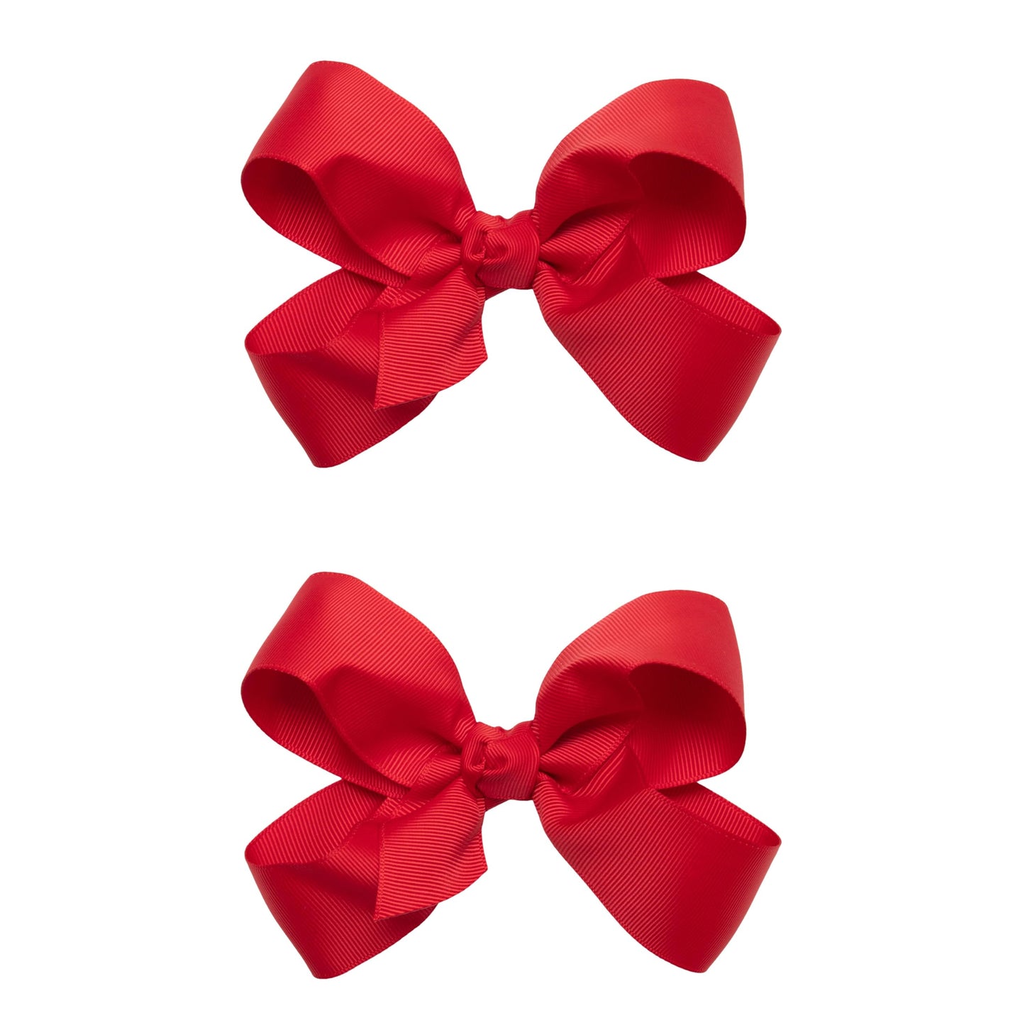 HAIRBOWS Girls' 2 Pack of Grosgrain Hair Bows with Knot Wrap Center on Hair Clips, All Ages and Hair Types, 5 Inch Bows, Red