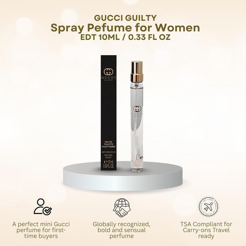 Gucci Guilty Women's Perfume - Travel Spray EDT 0.33 Fl Oz | Elegant Fragrance for Any Occasion