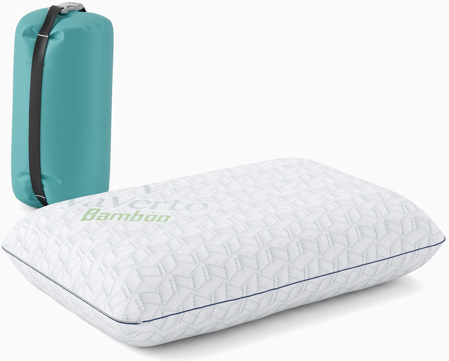 Vaverto Memory Foam Camping Pillow - Compressible, Medium Firm, Breathable Cover, Machine Washable
