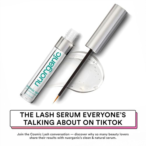 NuOrganic Cosmic Lash Serum - Eyelash Growth Serum for Thicker, Longer Lashes | 8ml XL Size | Made in USA