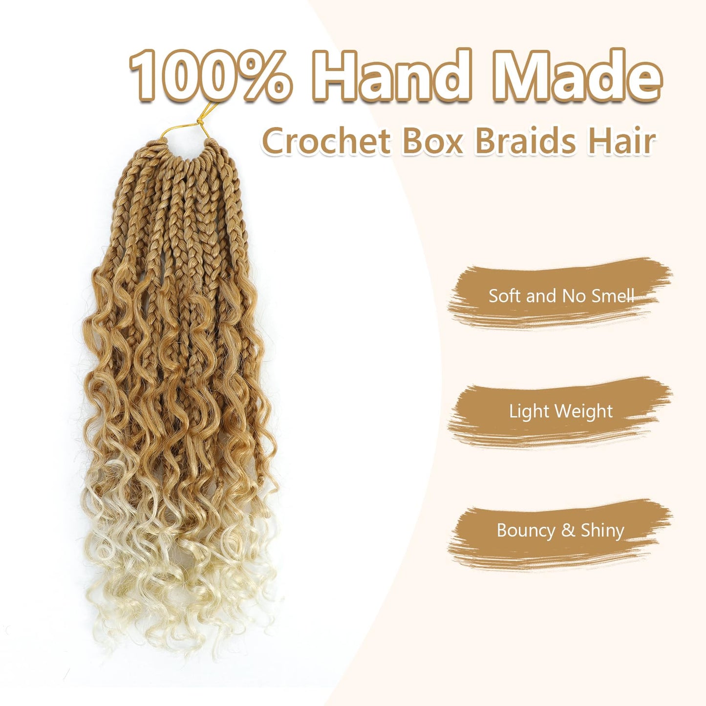 Crochet Box Braids Hair -8 Packs Goddess Box Braids Crochet Hair Bohemian Curly Crochet Hair Pre-looped Crochet Hair for Black Women (12(8Packs), 27/613)