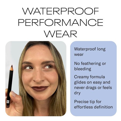 MOB Beauty Waterproof Lip Liner - Smooth Precision M147 Chocolate Port | 100% Natural, Vegan, Cruelty-Free