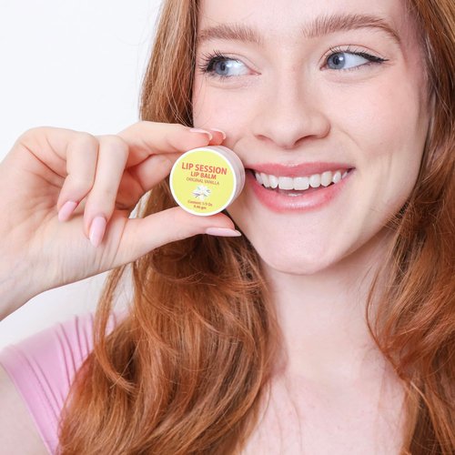 Lip Session Lip Balm Vanilla Original Flavor .33 Oz. Jars with Vitamin E & Cocoa Butter - Moisturizes & Soothes Dry, Cracked, or Chapped Lips (2 Pack)