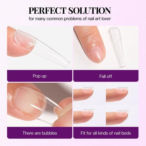 Morovan 5 in 1 Nail Glue Gel for Nail Tips: Clear Acrylic Nails Base Gel Nail Glue Easy Application Long Lasting Clear Glossy No Wipe Nail Repair Treatment