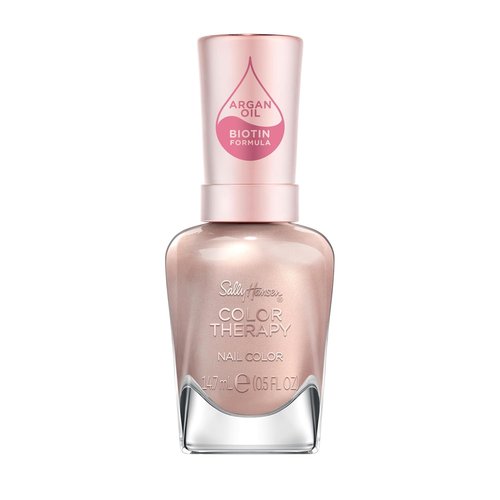 Sally Hansen Color Therapy Nail Polish - Long Lasting, Biotin & Argan Oil Formula | 200 Powder Room - Soft Nude Color
