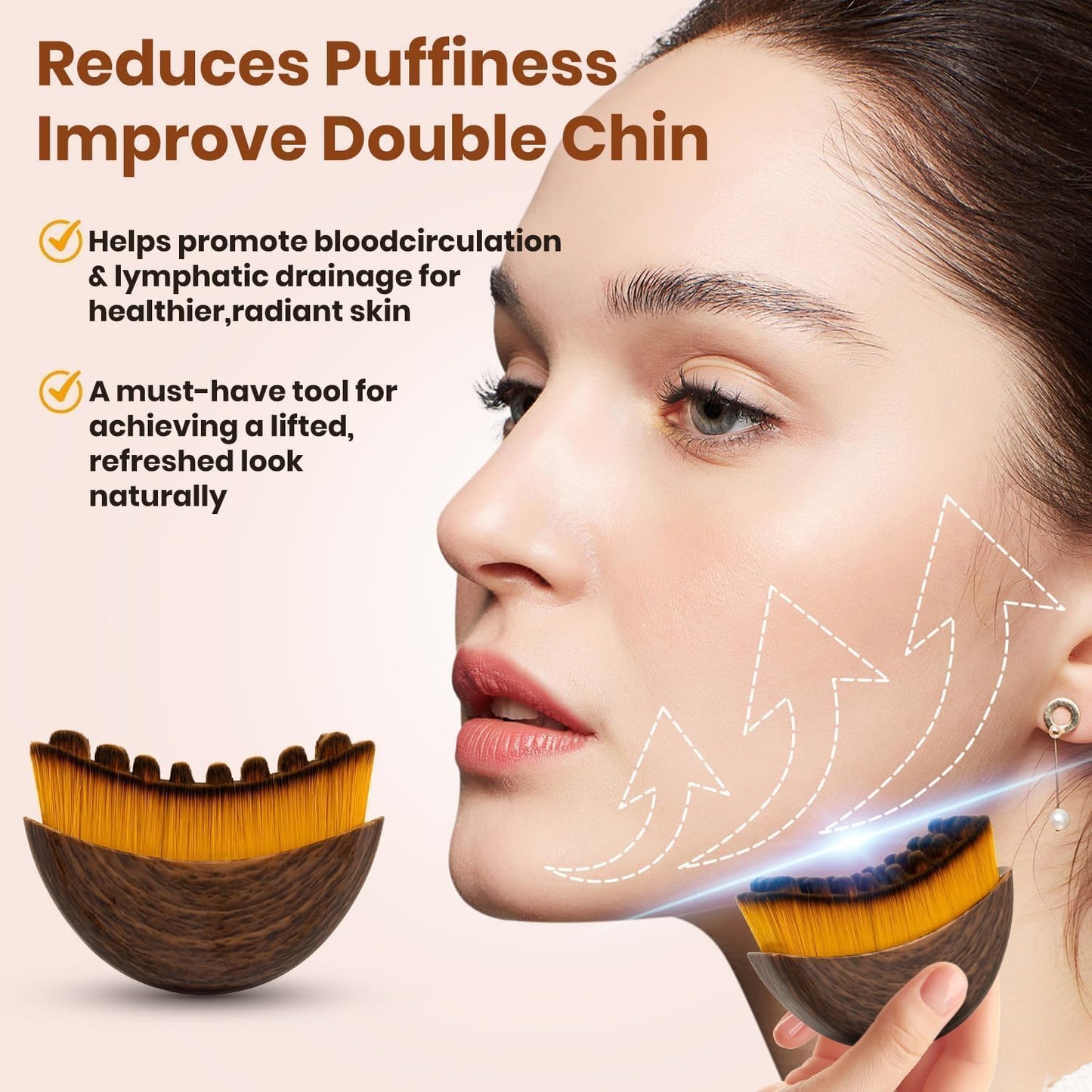 Skiennix Lymphatic Drainage Face Brush - Gentle Dry Brushing Massager for Daily Use