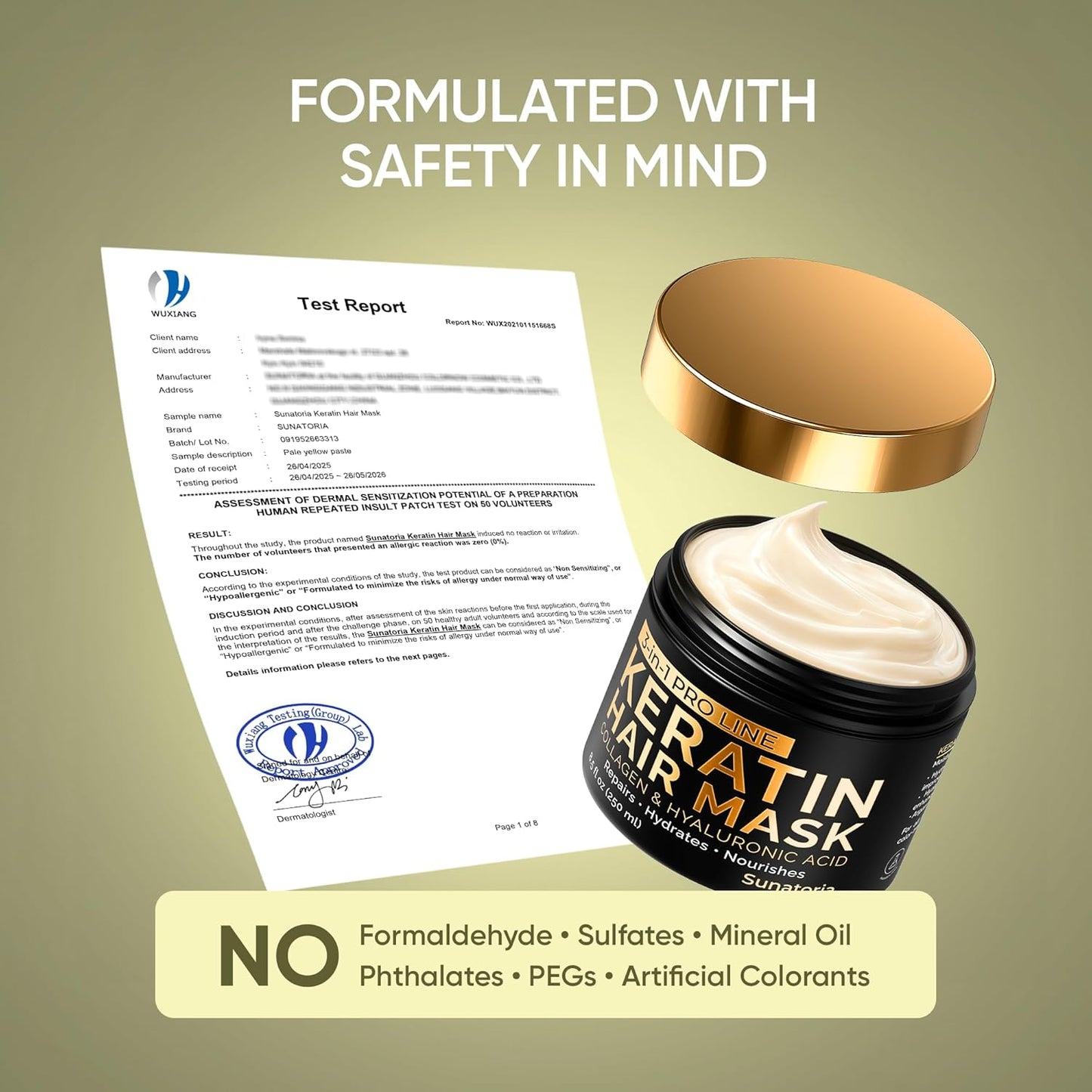 SUNATORIA Keratin Hair Mask - Deep Repair for Dry, Damaged Hair - Hydrolyzed Keratin & Argan Oil | 8.5 fl oz