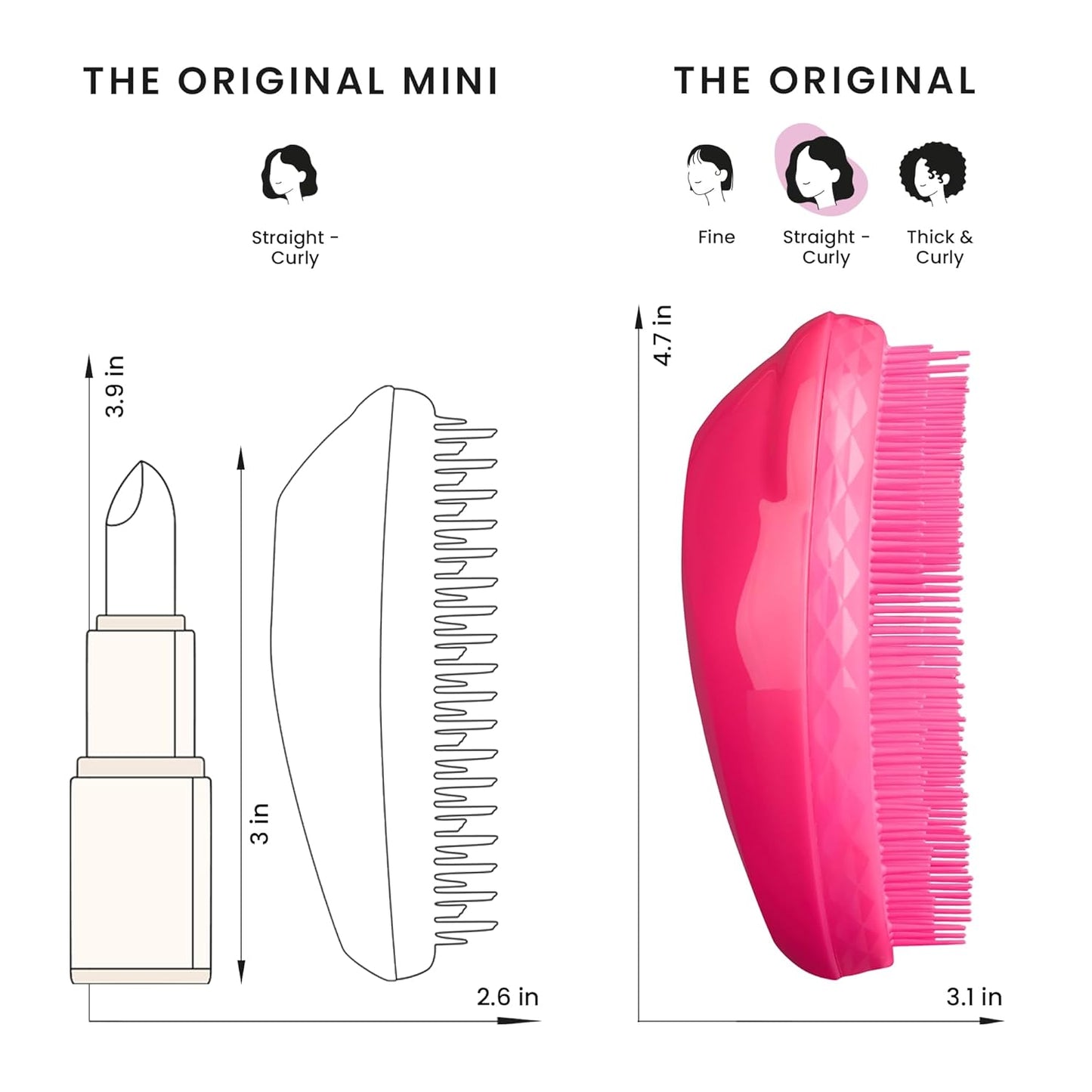 Tangle Teezer Original Detangling Brush, Dry and Wet Hairbrush Detangler for All Regular Hair Types, Pink Fizz