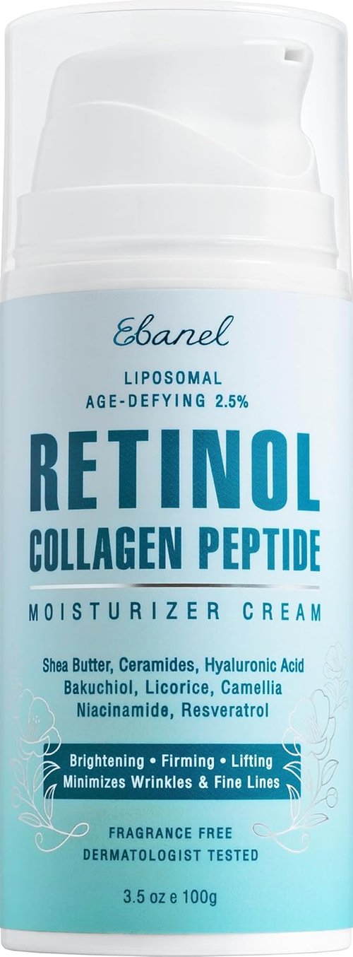 Ebanel Retinol Cream - Anti-Aging Moisturizer with Collagen & Hyaluronic Acid | 3.5 oz for Wrinkles & Dark Spots