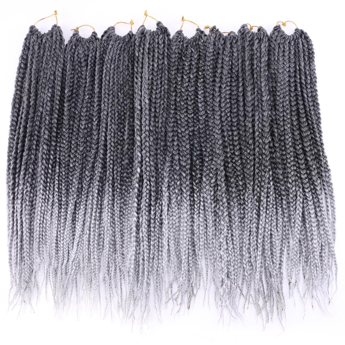 8 Packs Goddess Crochet Braids Pre looped Box Braid Crochet Hair for Black Women 18 Inch Silver Gray 3x Knotless Crochet Box Braids Straight Braiding Hair(Tgrey#)