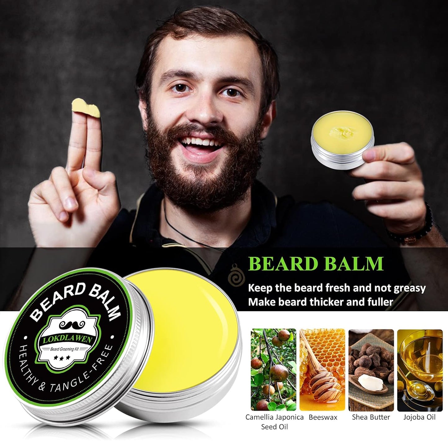 Skiennix Beard Kit for Men - Complete Grooming Set with Wash, Conditioner, Oil, Balm & Tools