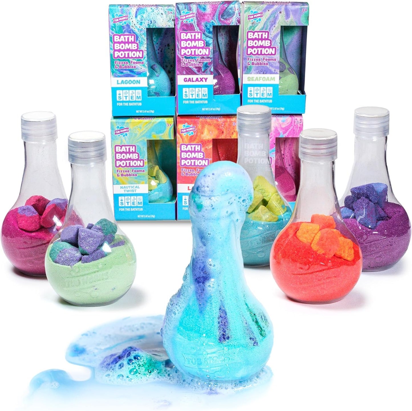 Tub Works® Kids Bath Bomb Potion™ - Nontoxic Fizzing Bath Toy Variety 6 Pack | Colorful & Interactive Fun