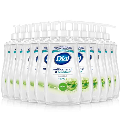 Dial Antibacterial Liquid Hand Soap - Aloe Scent, Gentle Formula, 11 Fl Oz (Pack of 12)