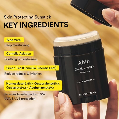 Abib Quick Sunstick SPF 50+ | Glowy Sunscreen Stick for Dry & Sensitive Skin, 0.77 oz / 22 g