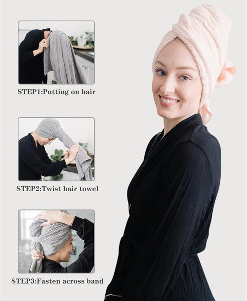 Microfiber Hair Towels by [Brand Name] - Super Absorbent Quick-Dry Wraps for Curly & Straight Hair | 27.5'' x 39.4''