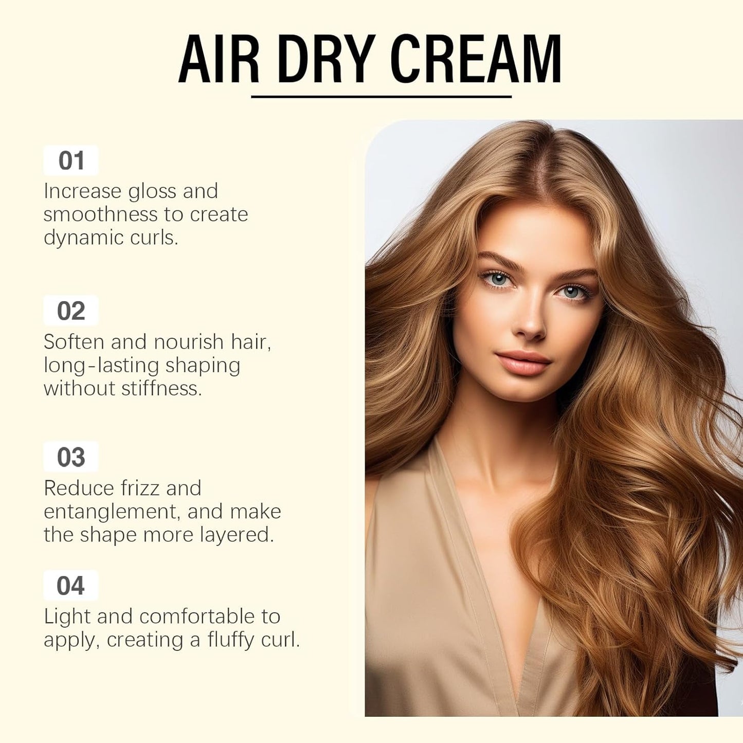 Skiennix Air Dry Cream - Frizz-Free Styling Cream for Curly, Wavy & Straight Hair - 8 oz