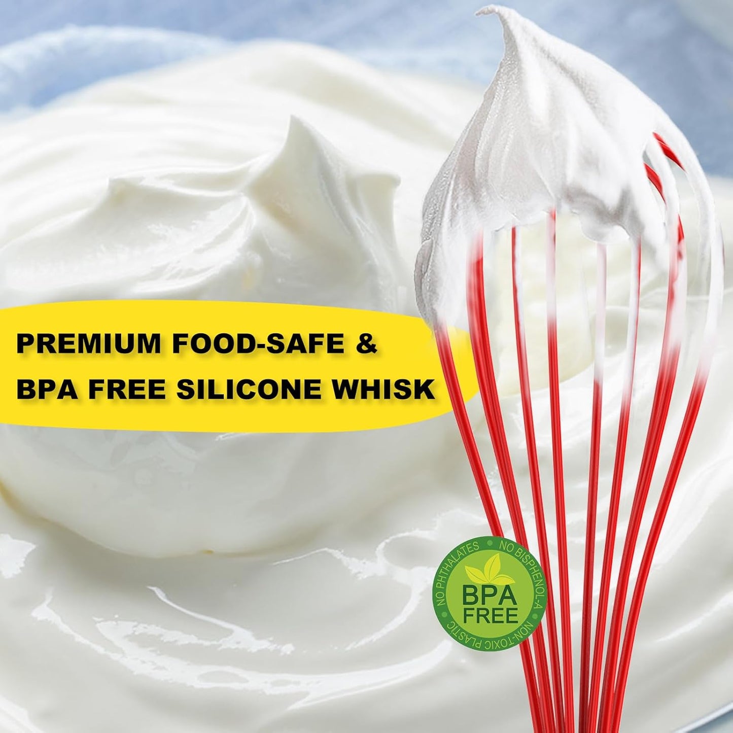 NileHome Silicone Whisk Set 8" 10" 12", 3 Pack Kitchen Whisk Kitchen Wisk Wire Whisks for Cooking, Whisking, Blending, Beating, Stirring-Red