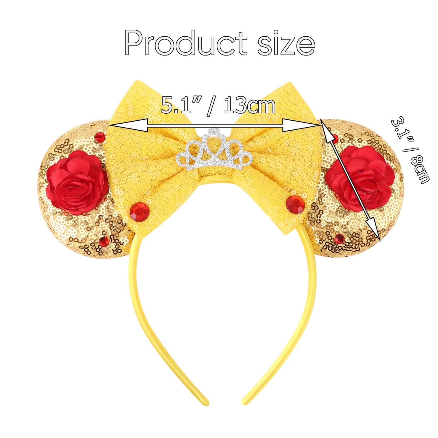 AQOKKA 1 Pcs Mouse Ears Headbands with Bow for Birthday Party, Hair Hoop Party Decoration Cosplay Costume Hair Accessories for Women & Girls