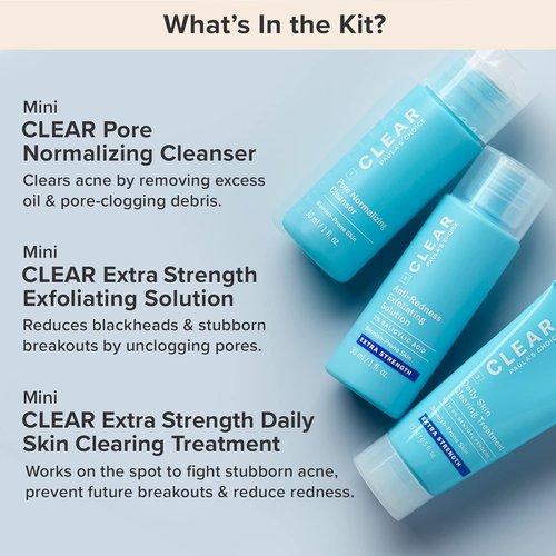 Paula's Choice CLEAR Acne Treatment Kit - Daily Cleanser, 2% Salicylic Acid & Benzoyl Peroxide | Fragrance-Free, 3-Piece Set