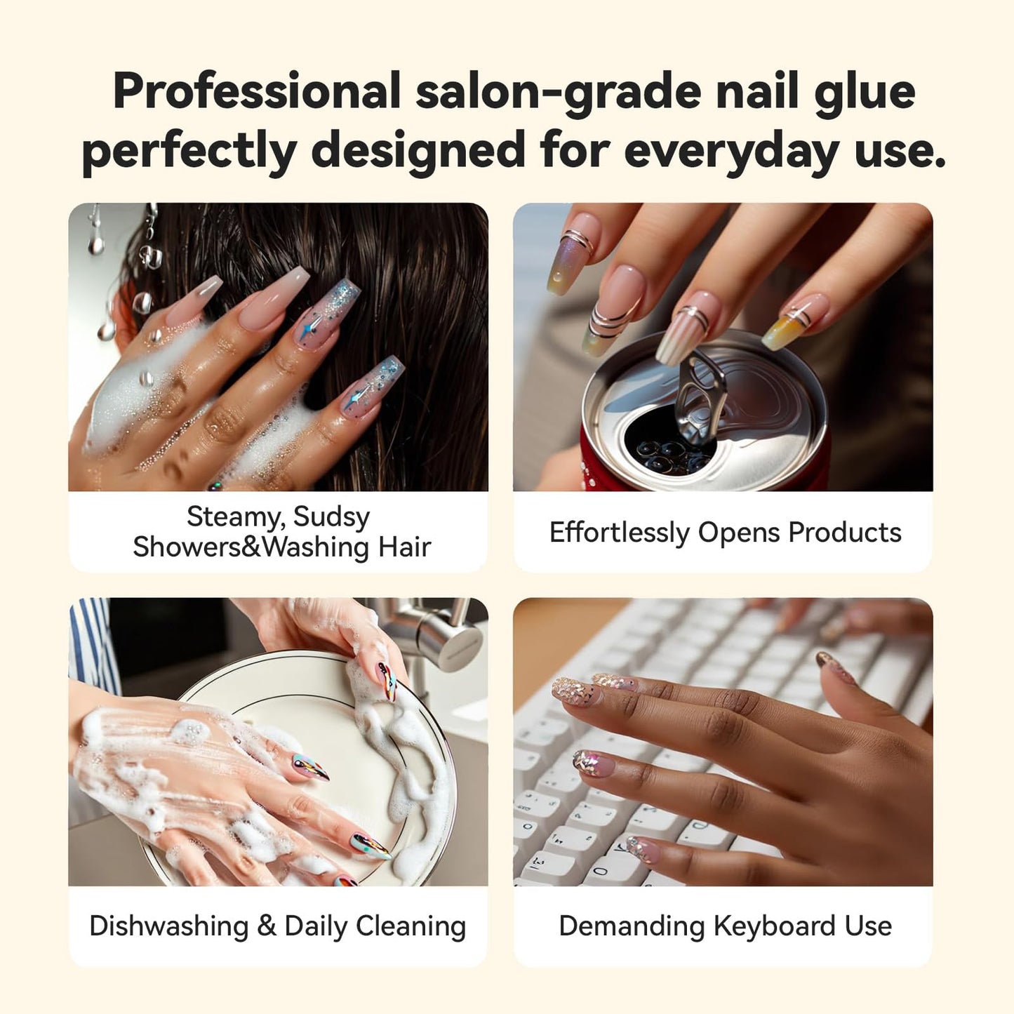 Super Strong Brush On Nail Glue Gel, LEENEXUS【Advanced Resin Formula with Micro-Anchoring】 10ml Long Lasting Nail Bond Glue for Press On Nails, Nail Tips & Acrylic Fake Nails, Mess Free & Fast Drying