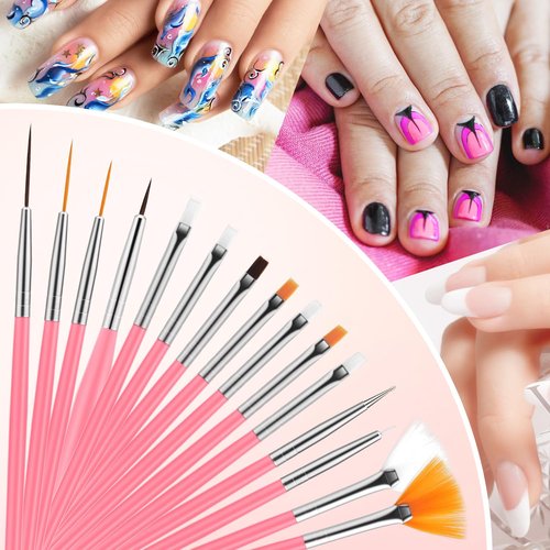 CHEMAILON 25 Piece Nail Art Tools, Nail Brush Set,Palette, Stand & 2-way Acrylic Silicone Engraving Pen Dotting Pen Tools,For Nail Art DIY Home