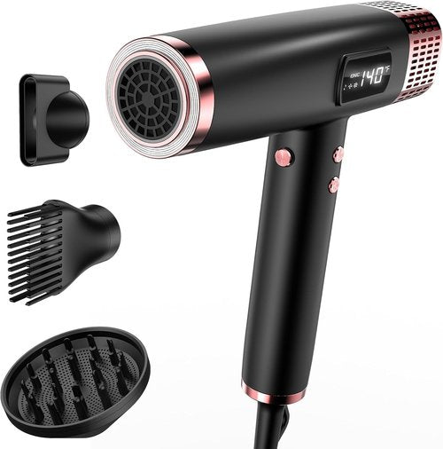 MESCOMB Travel Hair Dryer - 1875W Dual Voltage Ionic for Fast Drying & Frizz Control | Lightweight & Quiet, Black