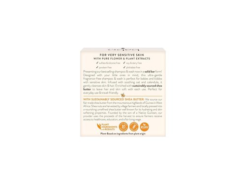 Babo Botanicals 2-in-1 Shampoo & Wash Bar - Fragrance-Free, Shea Butter & Aloe Vera - EWG Verified, Vegan